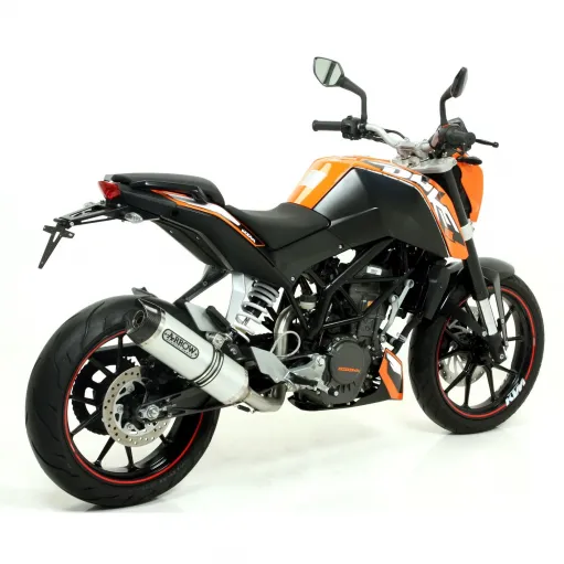 Terminale Di Scarico Arrow Ktm Duke 125 11 - 2016 Slip-On Street Thunder Alluminio Moto Fondello Carbonio