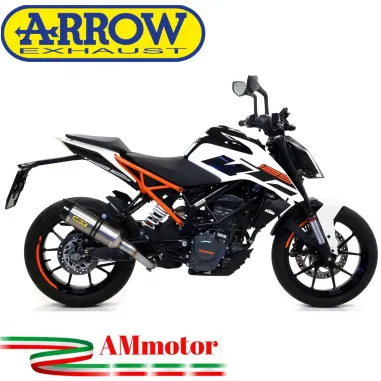 Terminale Di Scarico Arrow Ktm Duke 125 17 - 2020 Slip-On Thunder Titanio Moto Fondello Carbonio