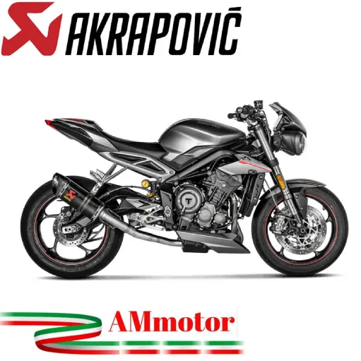 Akrapovic Triumph Street Triple 765 S / R / RS 17 - 2019 Terminale Di Scarico Slip-On Line Carbonio Moto Racing