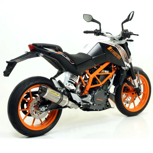 Terminale Di Scarico Arrow Ktm Duke 390 13 - 2016 Slip-On Thunder Titanio Moto Fondello Carbonio