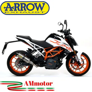 Terminale Di Scarico Arrow Ktm Duke 390 17 - 2020 Slip-On Thunder Titanio Moto Fondello Carbonio