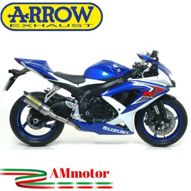 Terminale Di Scarico Arrow Suzuki Gsx-R 600 11 - 2016 Slip-On Thunder Titanio Moto Fondello Carbonio