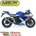 Terminale Di Scarico Arrow Suzuki Gsx-R 750 08 - 2010 Slip-On Thunder Titanio Moto Fondello Carbonio