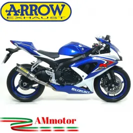 Terminale Di Scarico Arrow Suzuki Gsx-R 750 11 - 2016 Slip-On Thunder Titanio Moto Fondello Carbonio