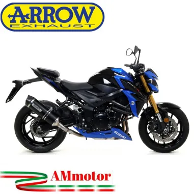 Terminale Di Scarico Arrow Suzuki Gsx-S 750 17 - 2020 Slip-On Race-Tech Alluminio Dark Moto Fondello Carbonio