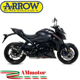 Terminale Di Scarico Arrow Suzuki Gsx-S 1000 / 1000 F 17 - 2020 Slip-On Race-Tech Alluminio Dark Moto Fondello Carbonio