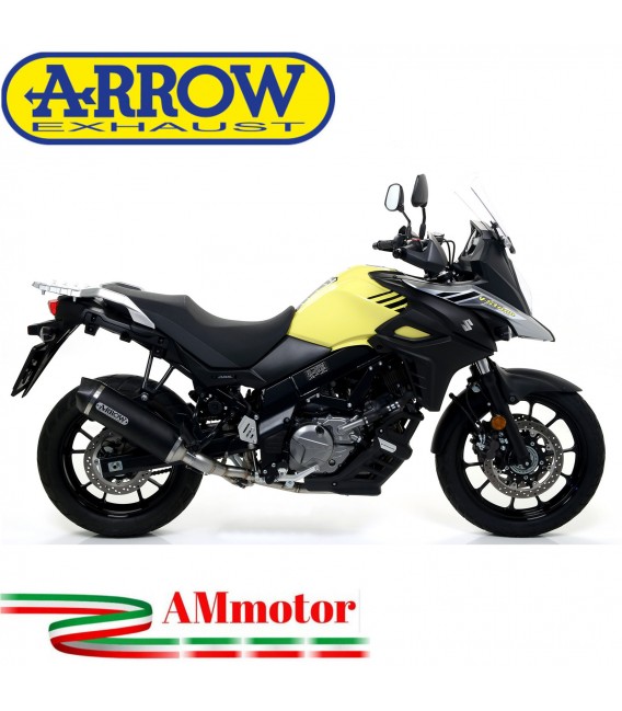 Terminale Di Scarico Arrow Suzuki V-Strom 650 17 - 2020 Slip-On Race-Tech Alluminio Dark Moto Fondello Carbonio