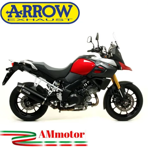 Terminale Di Scarico Arrow Suzuki V-Strom 1000 14 - 2016 Slip-On Maxi Race-Tech Alluminio Dark Moto Fondello Carbonio