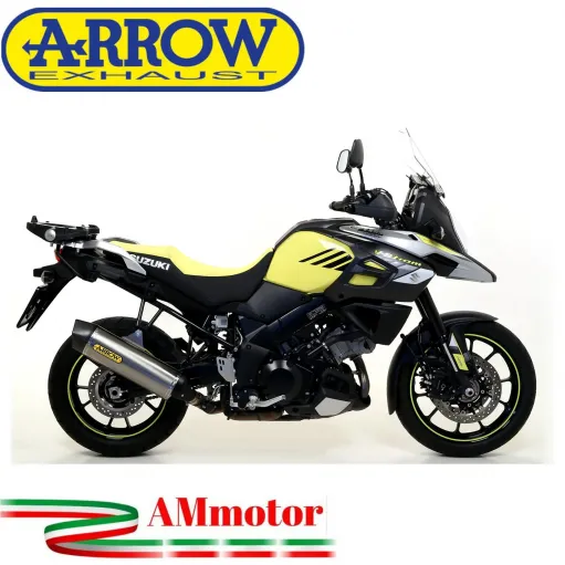 Terminale Di Scarico Arrow Suzuki V-Strom 1000 17 - 2020 Slip-On Maxi Race-Tech Titanio Moto Fondello Carbonio