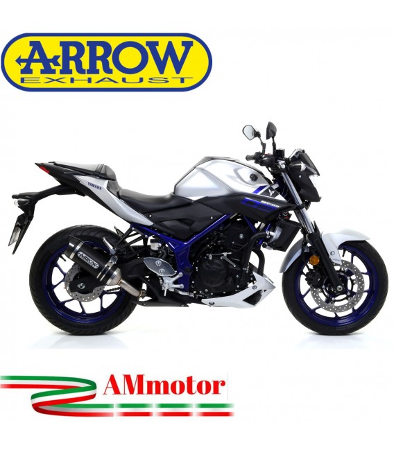 Terminale Di Scarico Arrow Yamaha MT-03 16 - 2017 Slip-On Street Thunder Alluminio Dark Moto Fondello Carbonio