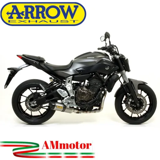Terminale Di Scarico Arrow Yamaha MT-07 14 - 2020 Slip-On Thunder Titanio Moto Fondello Carbonio