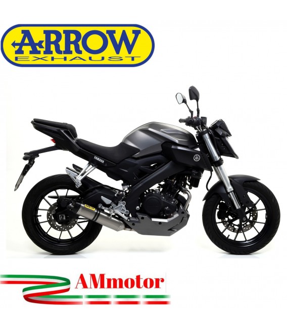 Terminale Di Scarico Arrow Yamaha MT 125 14 - 2019 Slip-On Thunder Titanio Moto Fondello Carbonio
