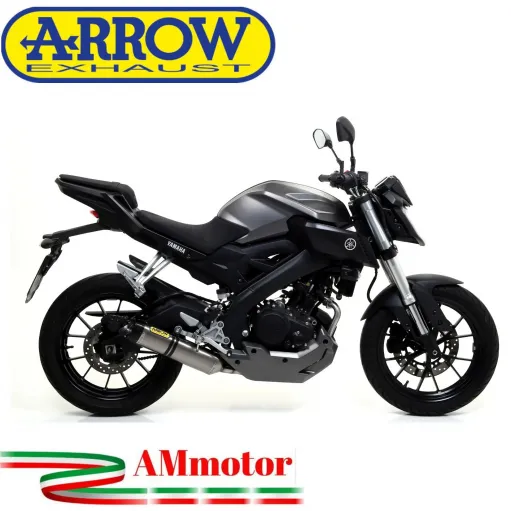 Terminale Di Scarico Arrow Yamaha MT 125 14 - 2019 Slip-On Thunder Titanio Moto Fondello Carbonio