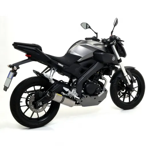 Terminale Di Scarico Arrow Yamaha MT 125 14 - 2019 Slip-On Thunder Titanio Moto Fondello Carbonio