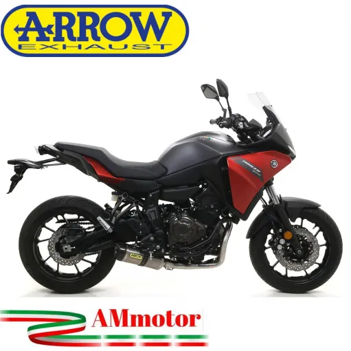 Terminale Di Scarico Arrow Yamaha Tracer 700 2020 Slip-On Thunder Titanio Moto Fondello Carbonio