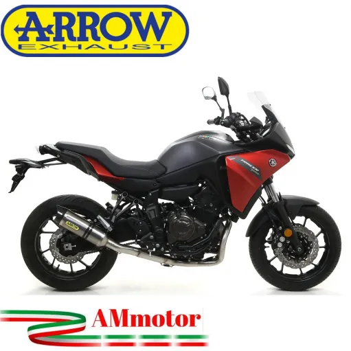 Terminale Di Scarico Arrow Yamaha Tracer 700 2020 Slip-On Thunder Titanio Moto Fondello Carbonio