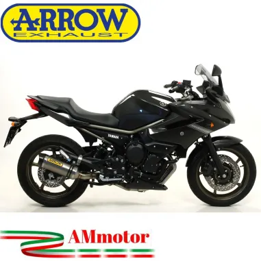 Terminale Di Scarico Arrow Yamaha Xj6 / Xj6 Diversion 09 - 2015 Slip-On Street Thunder Titanio Moto Fondello Carbonio