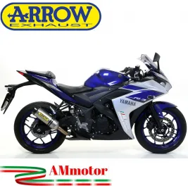 Terminale Di Scarico Arrow Yamaha Yzf R3 15 - 2016 Slip-On Street Thunder Titanio Moto Fondello Carbonio