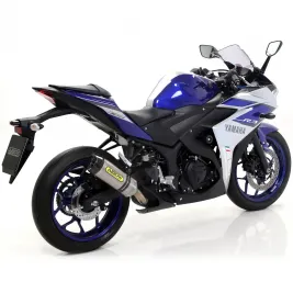 Terminale Di Scarico Arrow Yamaha Yzf R3 15 - 2016 Slip-On Street Thunder Titanio Moto Fondello Carbonio 2