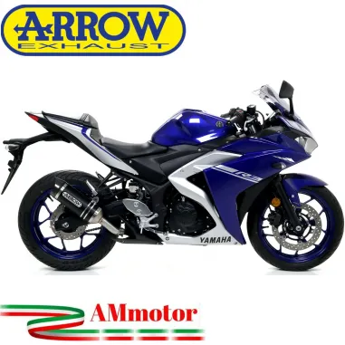 Terminale Di Scarico Arrow Yamaha Yzf R3 17 - 2018 Slip-On Street Thunder Alluminio Dark Moto Fondello Carbonio