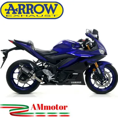 Terminale Di Scarico Arrow Yamaha Yzf R3 19 - 2020 Slip-On Street Thunder Alluminio Dark Moto Fondello Carbonio
