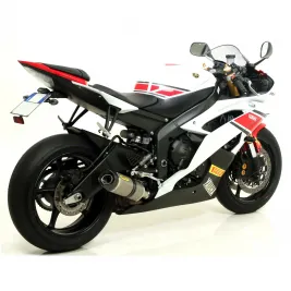 Terminale Di Scarico Arrow Yamaha Yzf 600 R6 12 - 2016 Slip-On Thunder Titanio Moto Fondello Carbonio Coll Originali 2