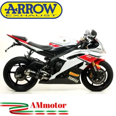 Terminale Di Scarico Arrow Yamaha Yzf 600 R6 12 - 2016 Slip-On Thunder Alluminio Dark Moto Collettori Originali