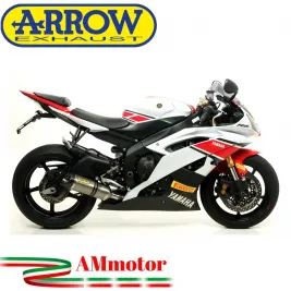 Terminale Di Scarico Arrow Yamaha Yzf 600 R6 12 - 2016 Slip-On Thunder Titanio Moto Fondello Carbonio Collettori Arrow