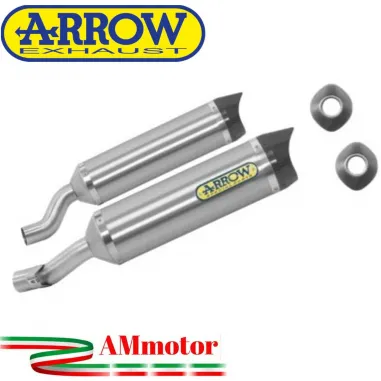 Terminali Di Scarico Arrow Yamaha Yzf 1000 R1 07 - 2008 2 Slip-On Thunder Alluminio Moto Fondello Carbonio