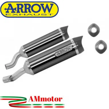 Terminali Di Scarico Arrow Yamaha Yzf 1000 R1 07 - 2008 2 Slip-On Thunder Alluminio Dark Moto Fondello Carbonio