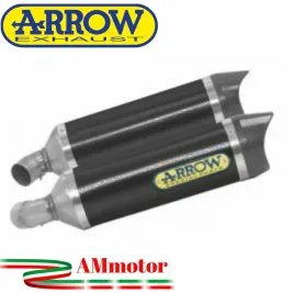Terminali Di Scarico Arrow Yamaha Yzf 1000 R1 07 - 2008 2 Slip-On Thunder Carbonio Moto Fondello Carbonio