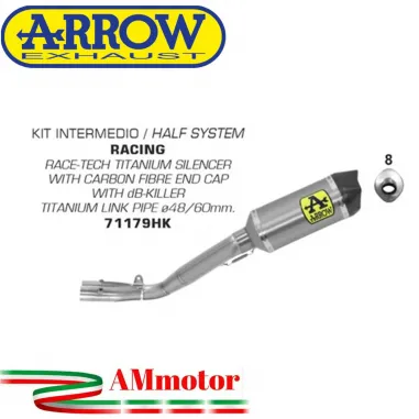 Terminale Di Scarico Arrow Yamaha Yzf 1000 R1 17 - 2020 Slip-On Race-Tech Moto Raccordo Titanio