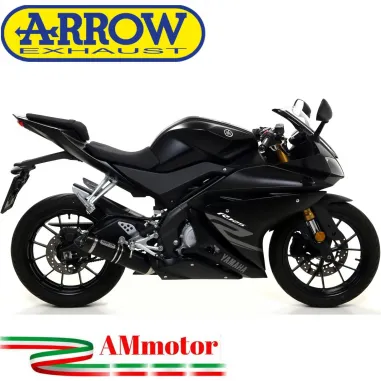 Terminale Di Scarico Arrow Yamaha Yzf R 125 17 - 2018 Slip-On Street Thunder Alluminio Dark Moto Fondello Carbonio