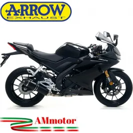 Terminale Di Scarico Arrow Yamaha Yzf R 125 19 - 2020 Slip-On Street Thunder Alluminio Dark Moto Fondello Carbonio