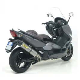 Terminale Di Scarico Arrow Yamaha T-Max 500 08 - 2011 Slip-On Race-Tech Titanio Moto Fondello Carbonio 2