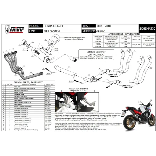 Scarico Completo Mivv Honda CB 650 F 14 - 2018 Moto Terminale Gp Pro Black