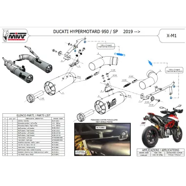 Mivv Ducati Hypermotard 950 / SP Terminali Di Scarico Per Moto 2 Slip-On X-M1 In Titanio