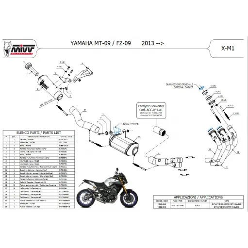 Scarico Completo Mivv Yamaha Mt-09 14 - 2020 Terminale X-M1 Inox Nero Moto