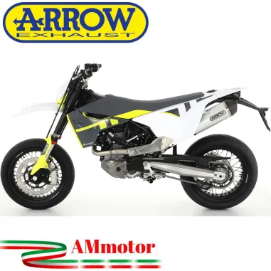 Terminale Di Scarico Arrow Husqvarna 701 Supermoto 2021 Slip-On Race-Tech Alluminio Moto Fondello Carbonio