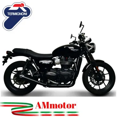 Scarico Completo Termignoni Triumph Street Twin 900 Terminale Conico Full Inox Black Moto