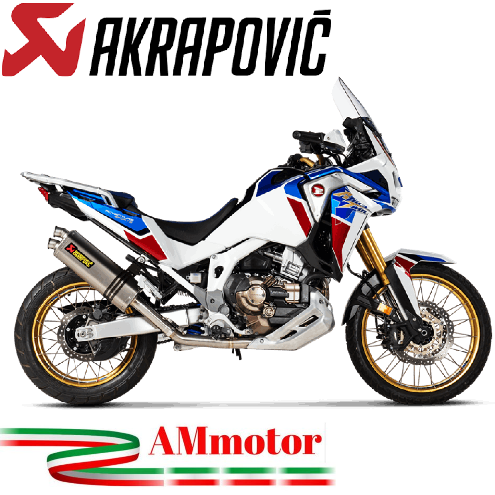 Akrapovic Honda Africa Twin 1100 Adv Sports Impianto Di Scarico Completo  Racing Line Terminale Titanio Moto