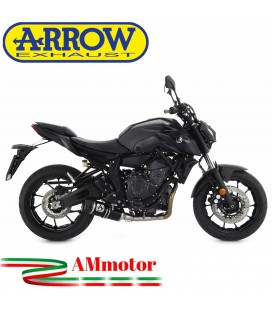 Terminale Di Scarico Arrow Yamaha MT-07 21 - 2023 Slip-On Thunder Alluminio Nero Moto Fondello Carbonio