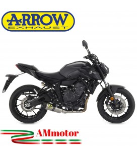 Terminale Di Scarico Arrow Yamaha MT-07 21 - 2023 Slip-On Thunder Titanio Moto Fondello Carbonio