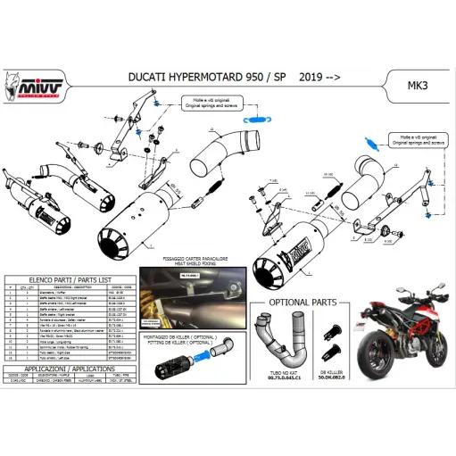 Mivv Ducati Hypermotard 950 / SP 19 - 2020 Terminali Di Scarico Per Moto 2 Slip-On Mk3 Carbonio