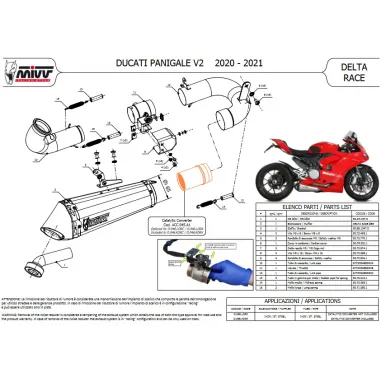 Mivv Ducati Panigale V2 Terminale Di Scarico Moto Slip-On Delta Race Inox Nero