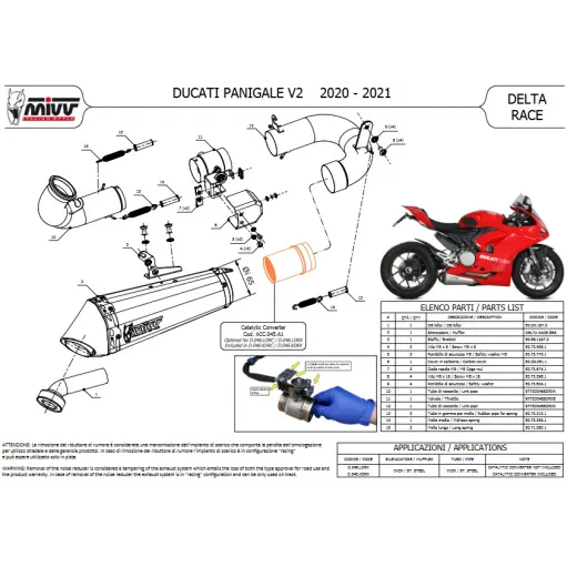 Mivv Ducati Panigale V2 Terminale Di Scarico Moto Slip-On Delta Race Inox Nero
