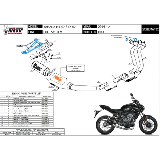 Scarico Completo Mivv Yamaha Mt-07 Terminale Mk3 Carbonio Moto Alto