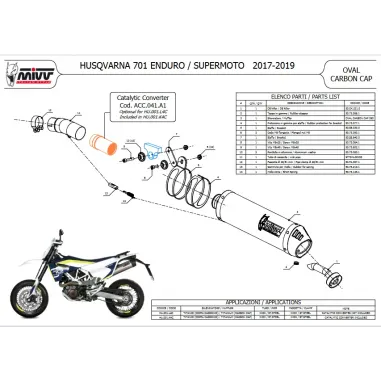 Mivv Husqvarna 701 Enduro / Supermoto Terminale Di Scarico Marmitta Oval Titanio Carbon Cap Moto