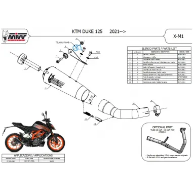 Mivv Ktm 125 Duke 21 - 2023 Terminale Di Scarico Marmitta X-M1 Inox Nero Moto Omologato