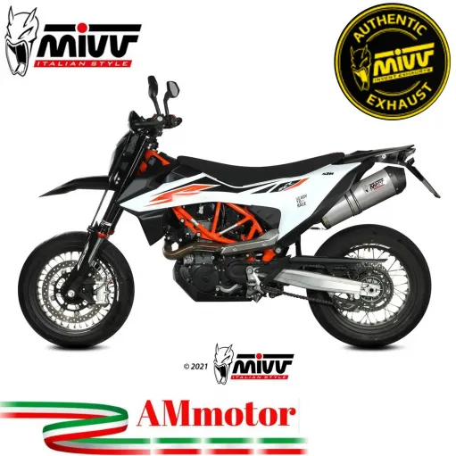 Mivv Ktm SMC 690 R Terminale Di Scarico Marmitta Per Moto Oval Titanio Carbon Cap